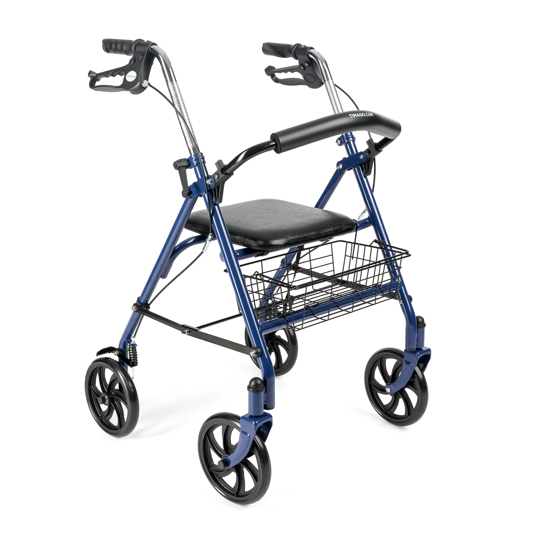 Stålrollator med sits och korg – produktbild 1